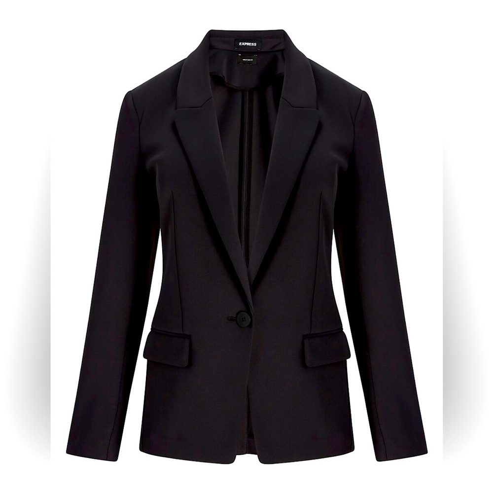 Express Super soft Double Knit Peak Lapel Black Blazer size small‎
